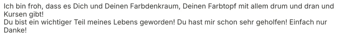 Nachricht einer Teilnehmerin