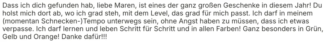 Nachricht einer Teilnehmerin