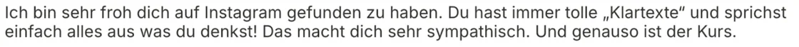 Nachricht einer Teilnehmerin